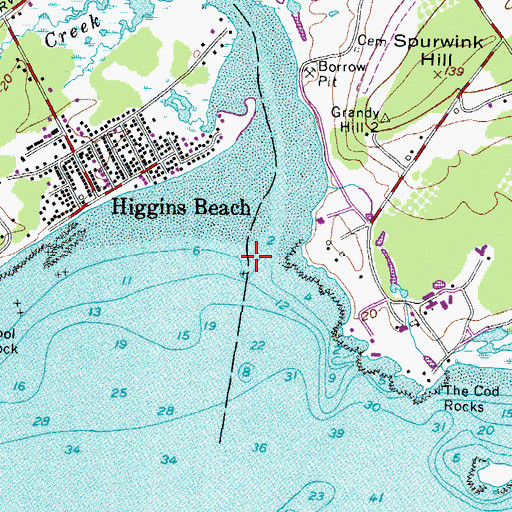Topographic Map of Spurwink River, ME