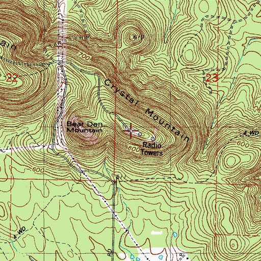 Topographic Map of Crystal Mountain, AR