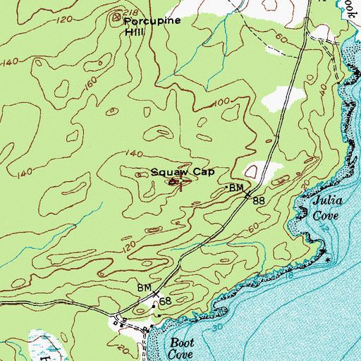 Topographic Map of The Crows Nest, ME