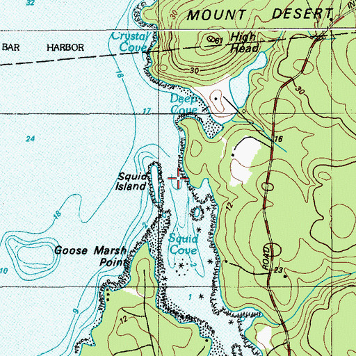 Topographic Map of Squid Island, ME