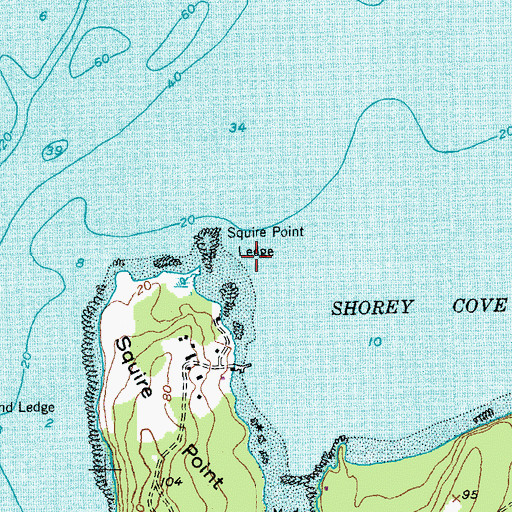Topographic Map of Squire Point Ledge, ME