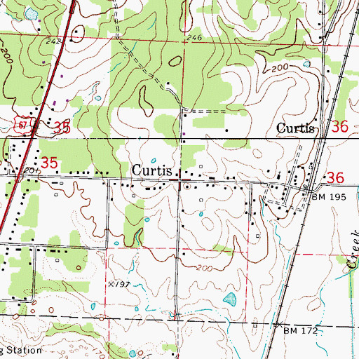 Topographic Map of Curtis, AR