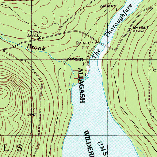 Topographic Map of Squirrel Brook, ME