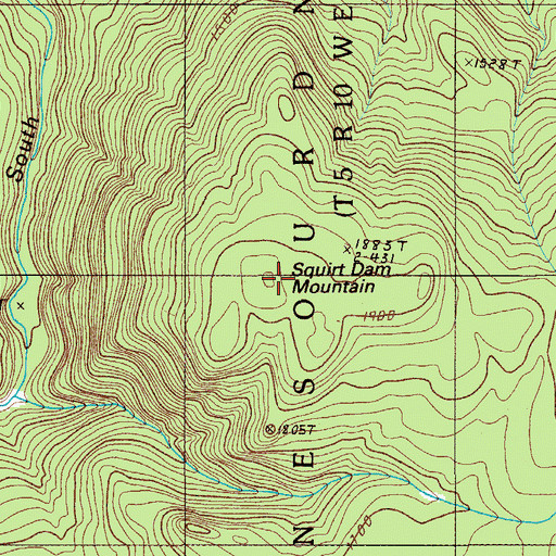 Topographic Map of Squirt Dam Mountain, ME