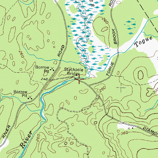 Topographic Map of Stackpole Bridge, ME