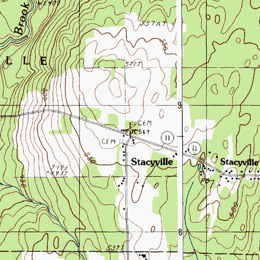 Topographic Map of Stacyville, ME