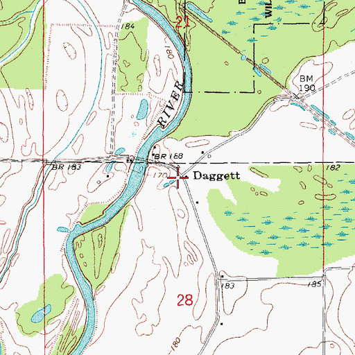 Topographic Map of Daggett, AR