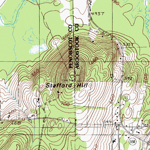 Topographic Map of Stafford Hill, ME
