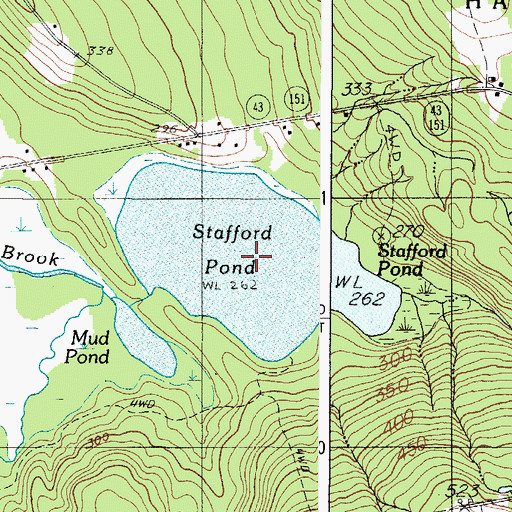 Topographic Map of Stafford Pond, ME