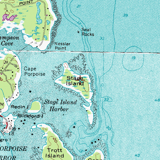 Topographic Map of Stage Island, ME