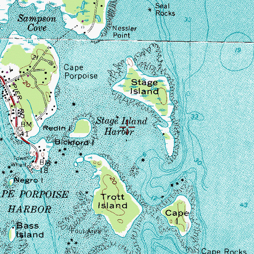 Topographic Map of Stage Island Harbor, ME