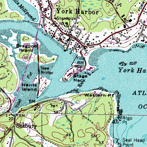 Topographic Map of Stage Neck, ME