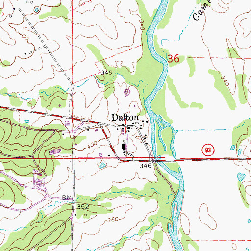 Topographic Map of Dalton, AR