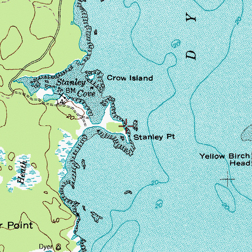Topographic Map of Stanley Point, ME