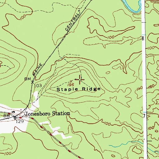 Topographic Map of Staple Ridge, ME