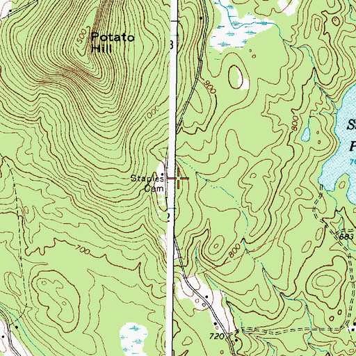Topographic Map of Staples Cemetery, ME