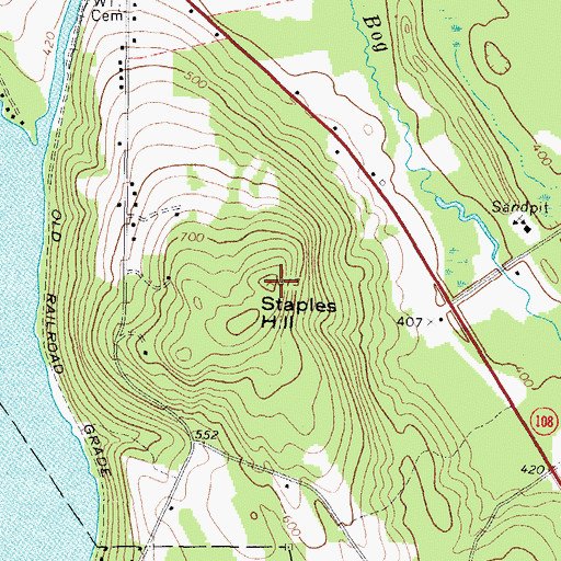 Topographic Map of Staples Hill, ME