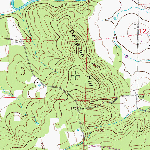 Topographic Map of Davidson Hill, AR