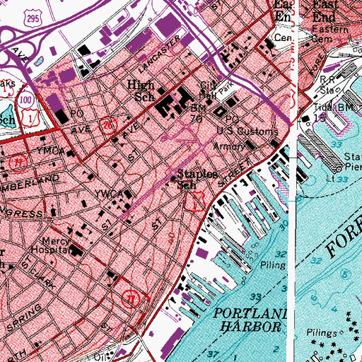 Topographic Map of Staples School, ME