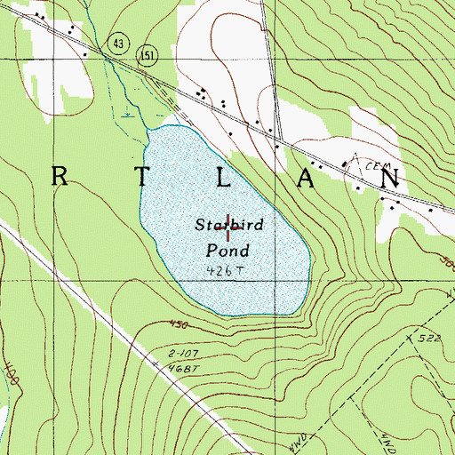 Topographic Map of Starbird Pond, ME