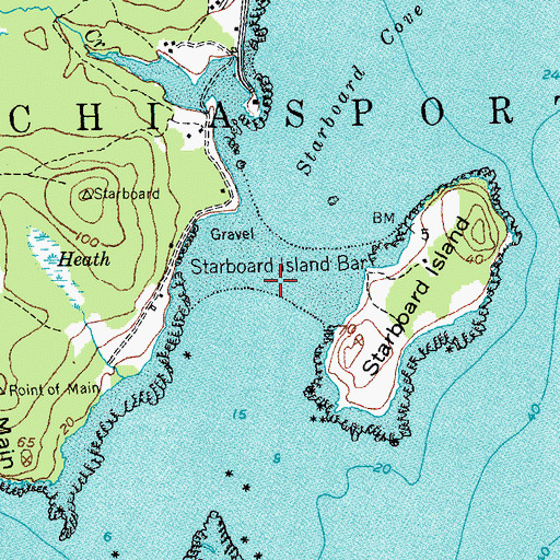 Topographic Map of Starboard Island Bar, ME