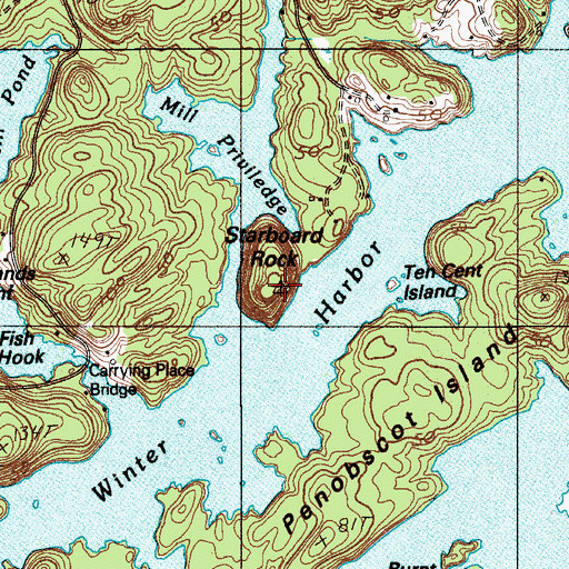 Topographic Map of Starboard Rock, ME
