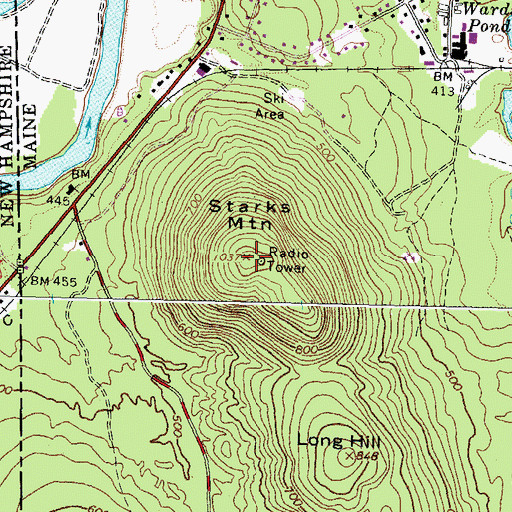 Topographic Map of Starks Mountain, ME