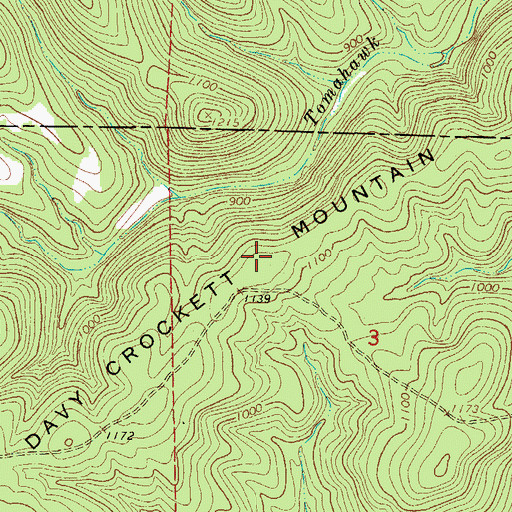Topographic Map of Davy Crockett Mountain, AR
