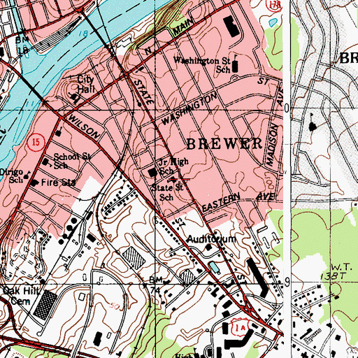Topographic Map of State Street School (historical), ME