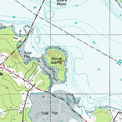Topographic Map of Stave Island, ME