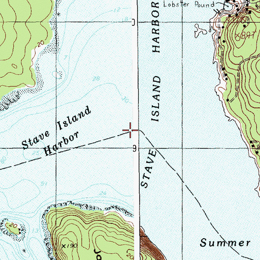Topographic Map of Stave Island Harbor, ME