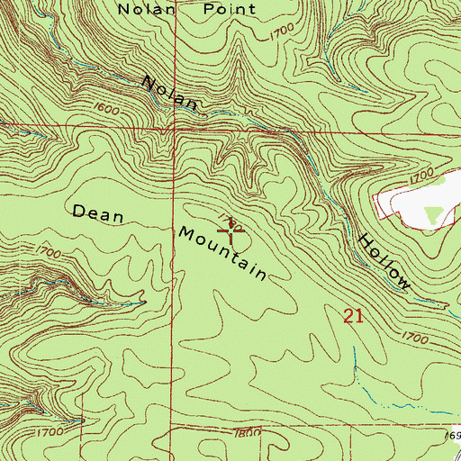 Topographic Map of Dean Mountain, AR