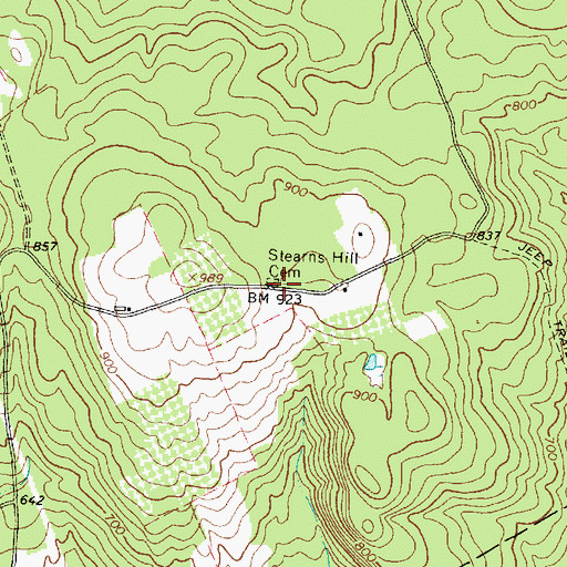 Topographic Map of Stearns Hill Cemetery, ME