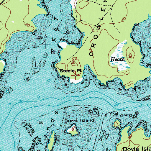 Topographic Map of Steele Point, ME