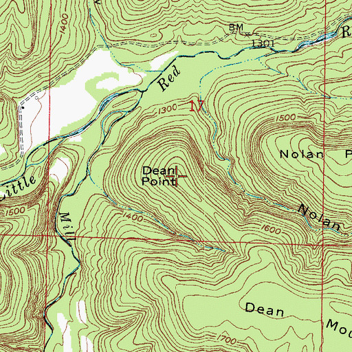 Topographic Map of Dean Point, AR