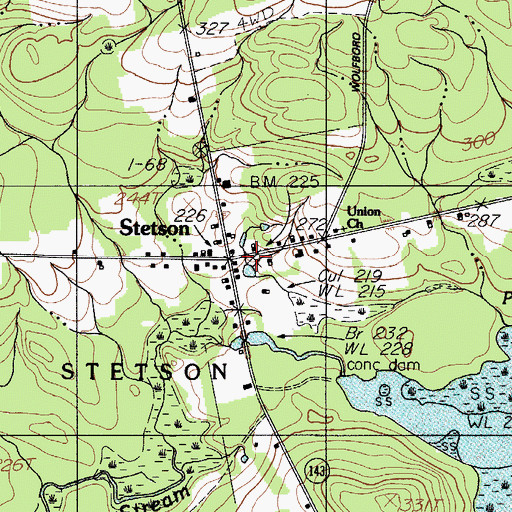 Topographic Map of Stetson, ME