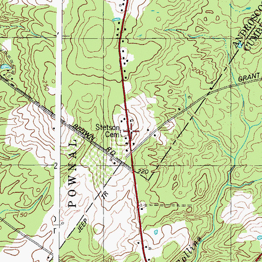 Topographic Map of Highland Cemetery, ME