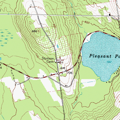 Topographic Map of Stetson Cemetery, ME