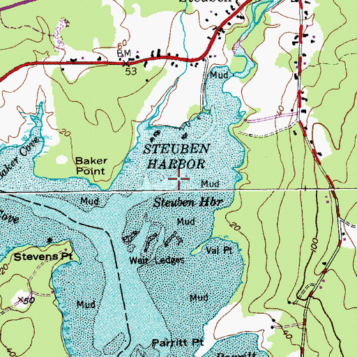Topographic Map of Steuben Harbor, ME
