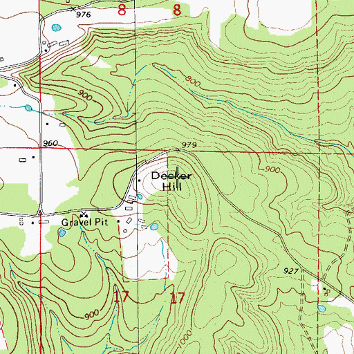 Topographic Map of Decker Hill, AR