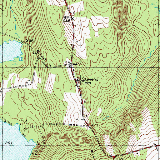Topographic Map of Stevens Cemetery, ME