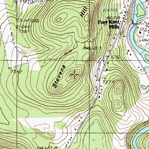 Topographic Map of Stevens Hill, ME