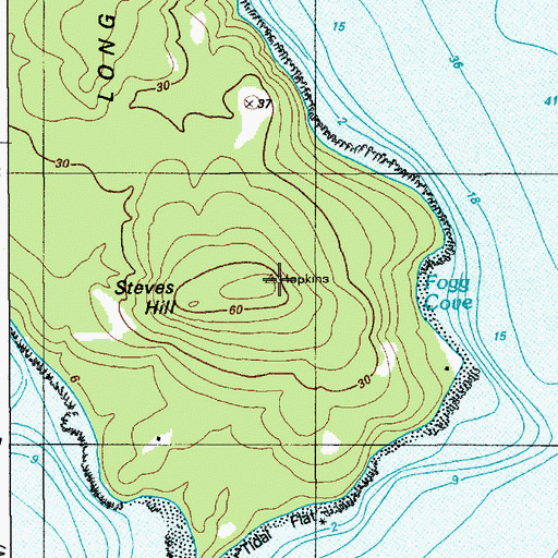 Topographic Map of Steves Hill, ME