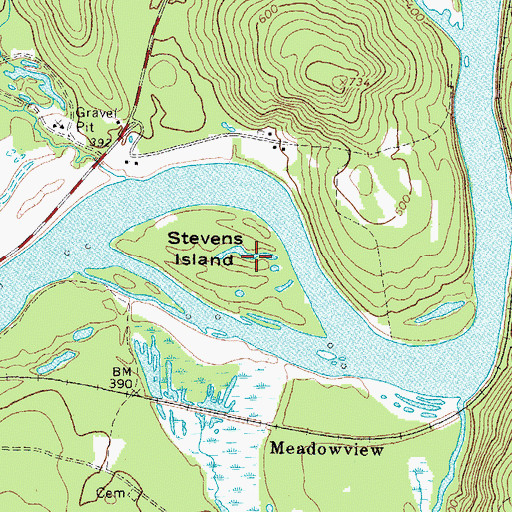 Topographic Map of Stevens Island, ME