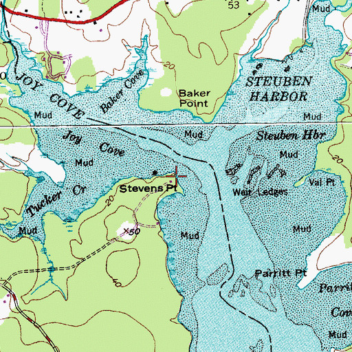 Topographic Map of Stevens Point, ME