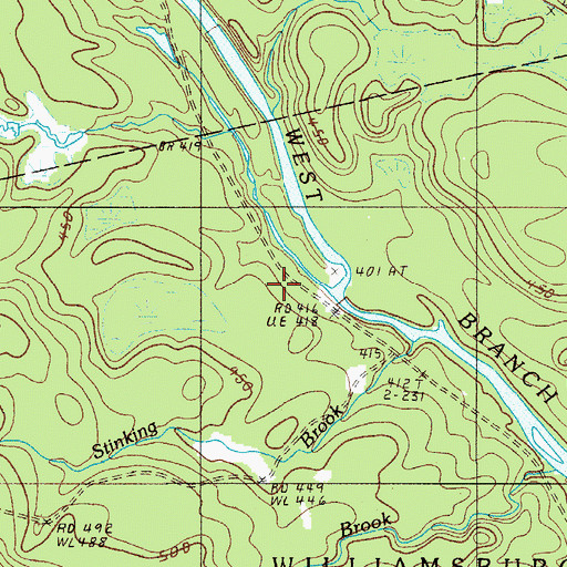 Topographic Map of Stinking Brook, ME