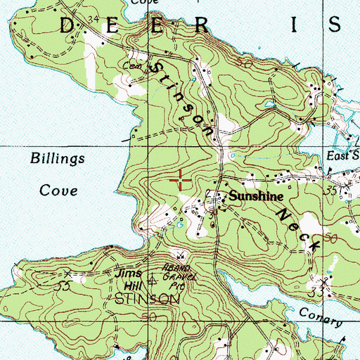 Topographic Map of Stinson Neck, ME