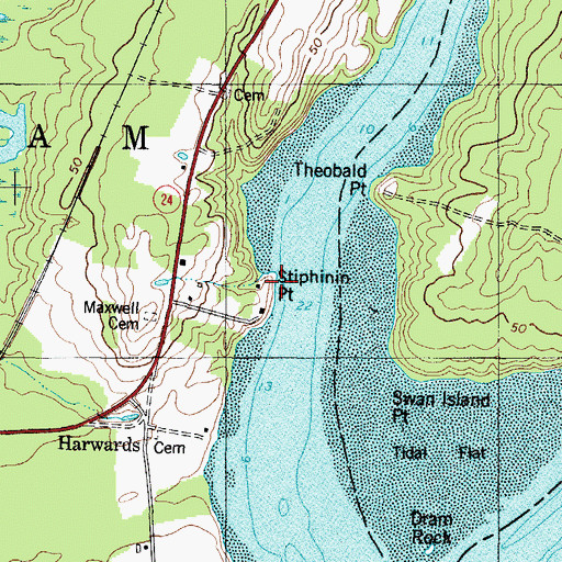 Topographic Map of Stiphinin Point, ME