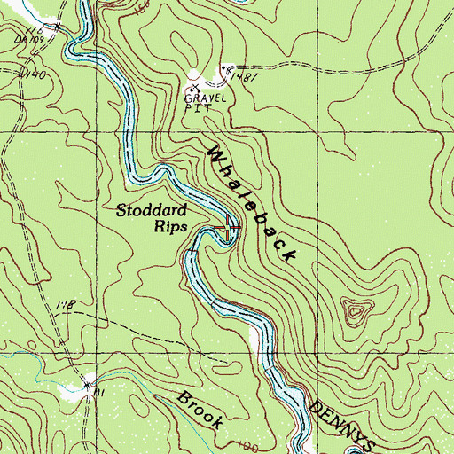 Topographic Map of Stoddard Rips, ME