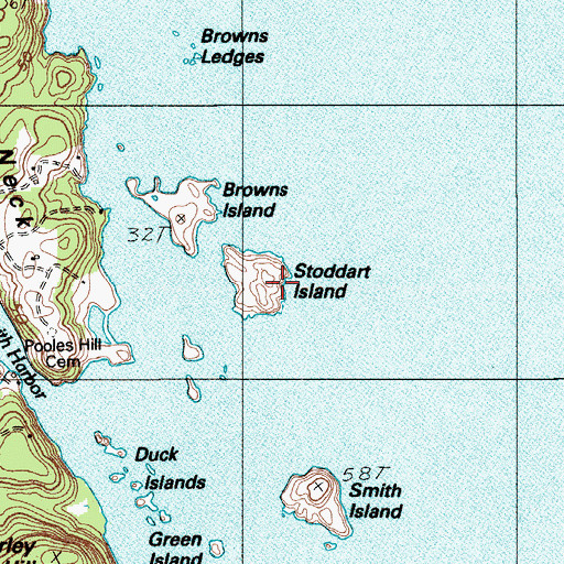 Topographic Map of Stoddart Island, ME